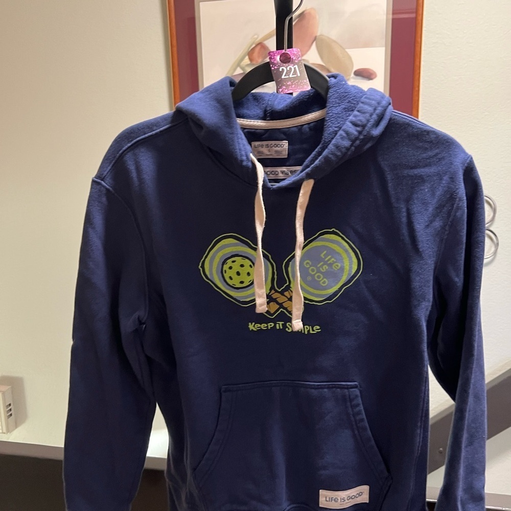 Life Is Good Navy Blue Hoodie Pickle Ball Size Small #221 - Picture 4 of 6